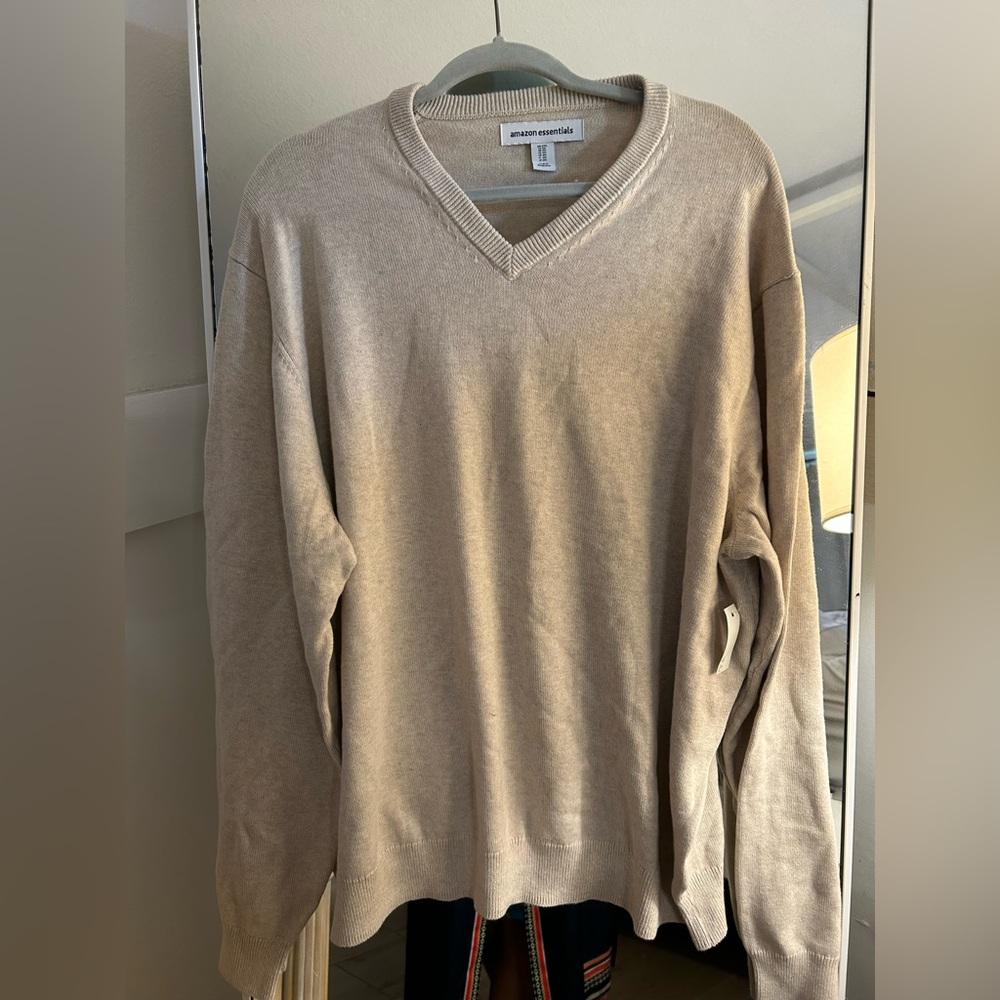NEW Oatmeal Heather 100% Cotton Amazon Essentials Pullover Sweater 2X